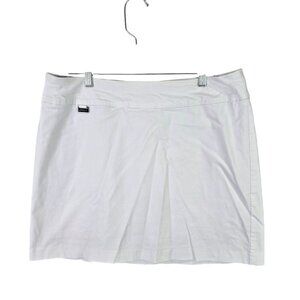 Womens Peck & Peck White Skort Skirt Lined Rayon Nylon Blend Stretch Size 16